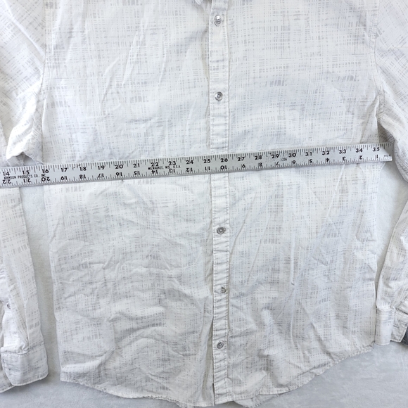 Calvin Klein Jeans White Gray Pattern Regular Fit Size L Dress Shirt 23878 - Picture 3 of 6